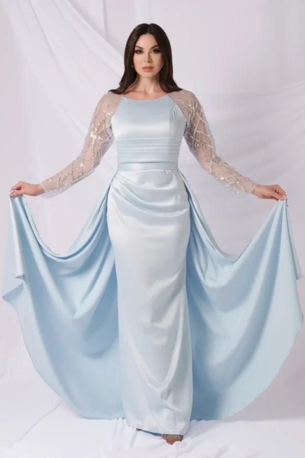 Pleated Waist Sequined Top Dress