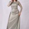 Pleated Waist Sequined Top Dress