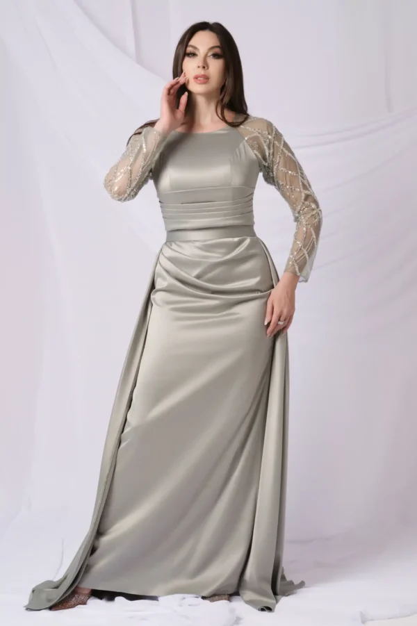Pleated Waist Sequined Top Dress