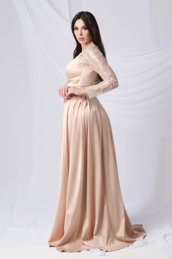 Pleated Waist Sequined Top Dress