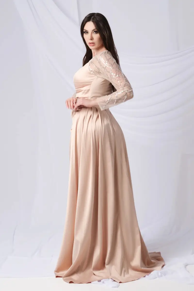 Pleated Waist Sequined Top Dress