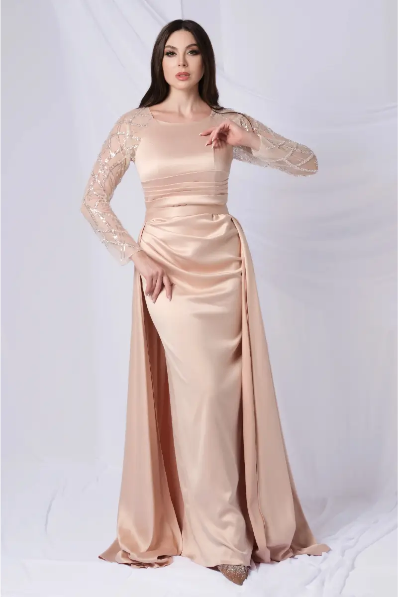 Pleated Waist Sequined Top Dress
